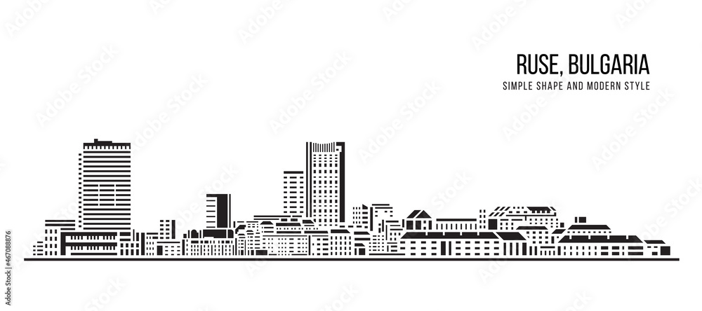 Cityscape Building Abstract Simple shape and modern style art Vector design - Ruse city