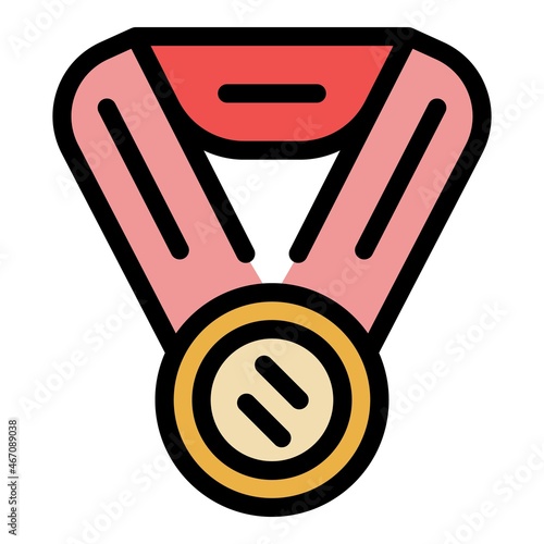 Hurling medal icon. Outline hurling medal vector icon color flat isolated