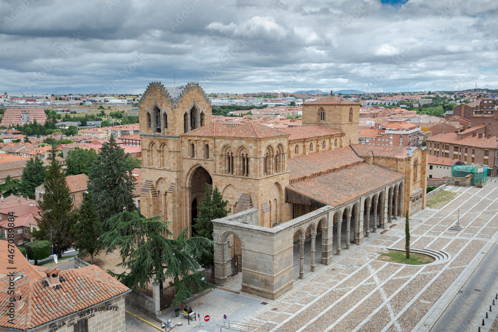 Basilica of San Vicente, Avila, Spain. It is a Catholic church and one of the best examples of Romanesque architecture in the country
