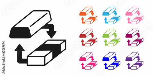 Black Gold exchange money icon isolated on white background. Money changer. Set icons colorful. Vector