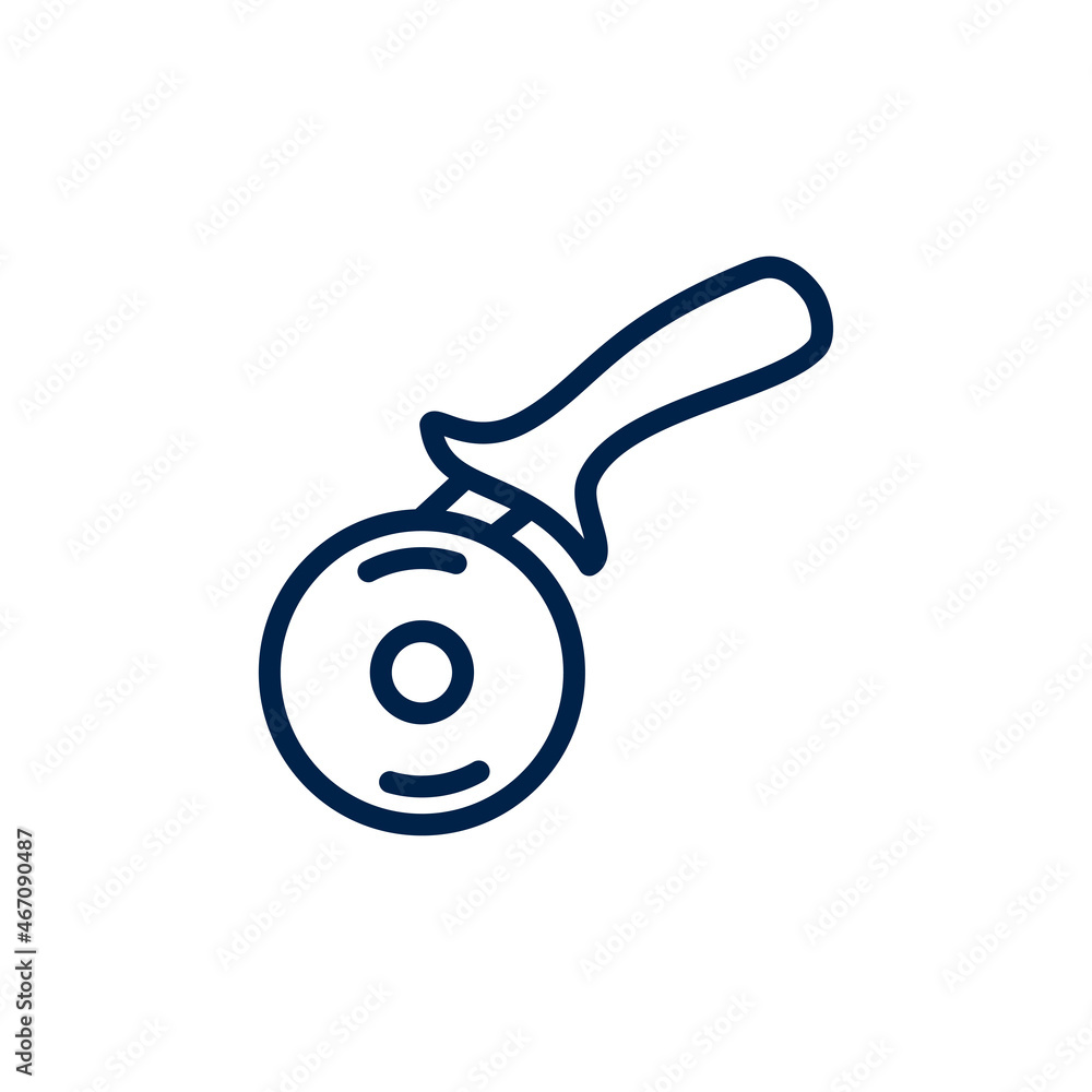 Pizza cutter knife icon steel kitchenware silver cooking equipment in flat style. Kitchen cutter icon for pizza sharp blade cook isolated on white background. Pizza cutter knife icon steel kitchenware silver cooking equipment in flat style. Kitchen cutter icon for pizza sharp blade cook isolated on white background.