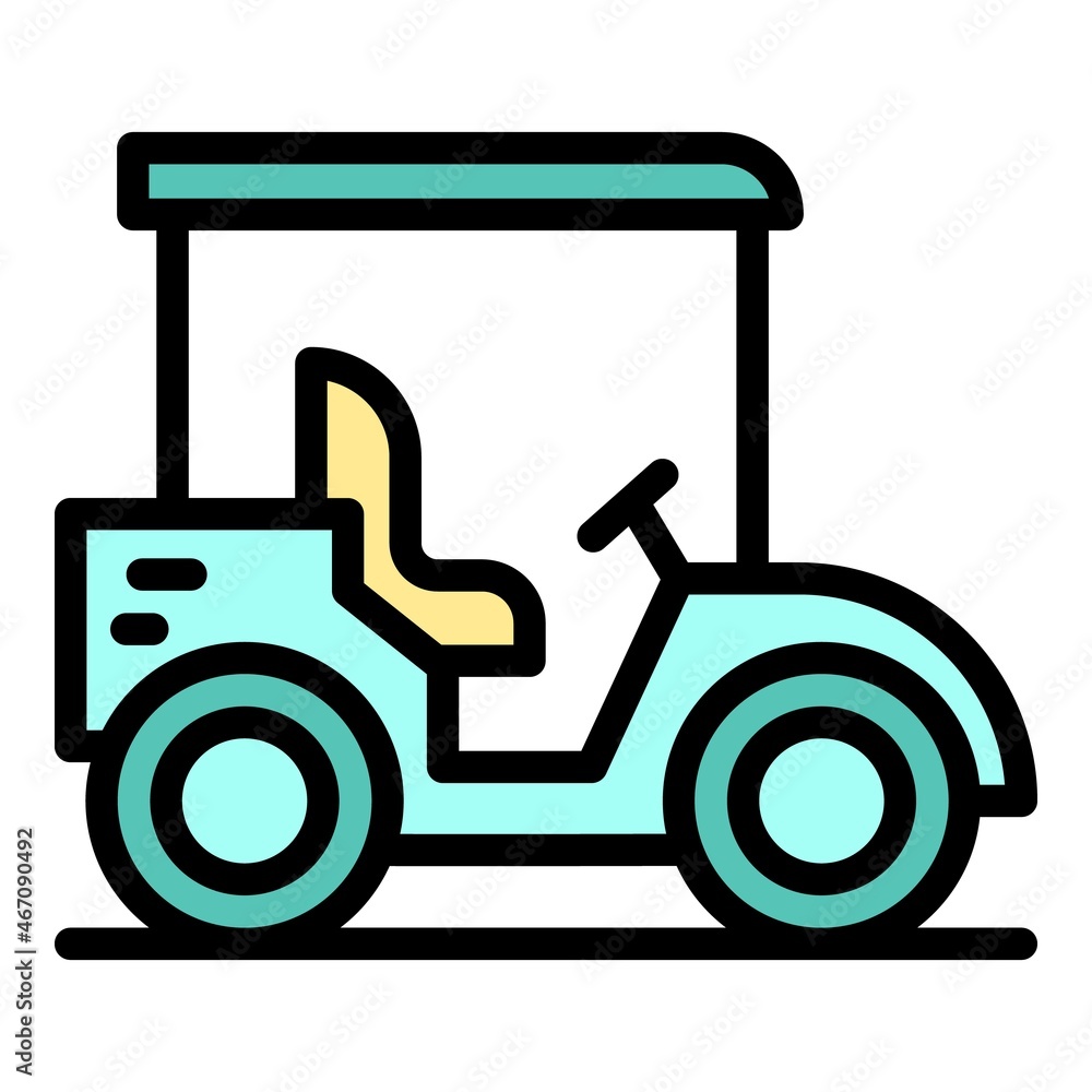 Big golf cart icon. Outline big golf cart vector icon color flat isolated Big golf cart icon. Outline big golf cart vector icon color flat isolated
