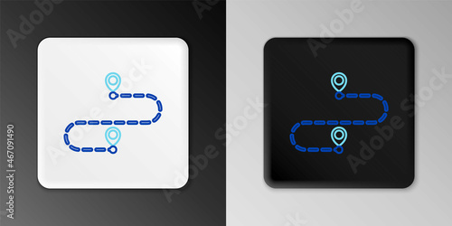 Line Route location icon isolated on grey background. Map pointer sign. Concept of path or road. GPS navigator. Colorful outline concept. Vector