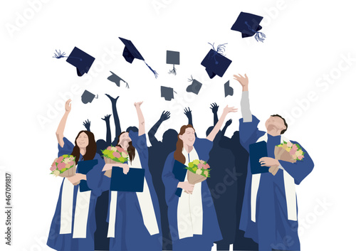 Group of people celebrating graduation on illustration graphic vector