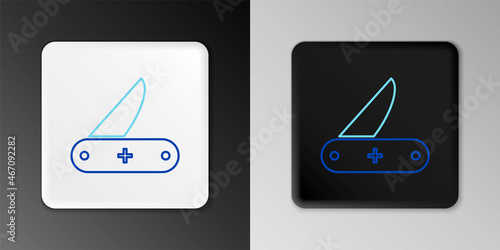 Line Swiss army knife icon isolated on grey background. Multi-tool, multipurpose penknife. Multifunctional tool. Colorful outline concept. Vector
