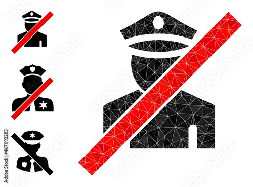 lowpoly wrong policeman icon, and other icons. Polygonal wrong policeman vector is filled of randomized triangles. Flat geometric polygonal abstraction based on wrong policeman icon.