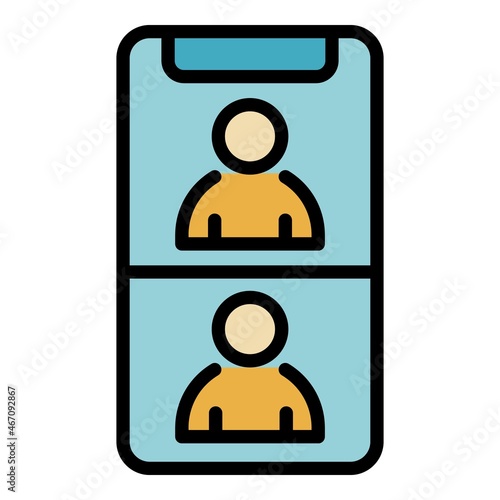Facetime chat icon. Outline facetime chat vector icon color flat isolated