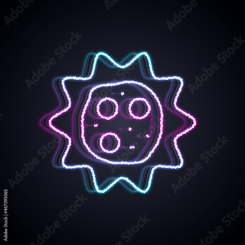 Glowing neon line Virus icon isolated on black background. Corona virus 2019-nCoV. Bacteria and germs, cell cancer, microbe, fungi. Vector