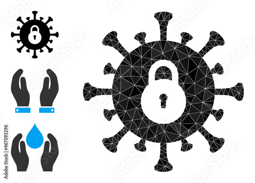 Low-poly outbreak lockdown icon, and other icons. Polygonal outbreak lockdown vector designed of chaotic triangles. Flat geometric polygonal illustration designed by outbreak lockdown icon.