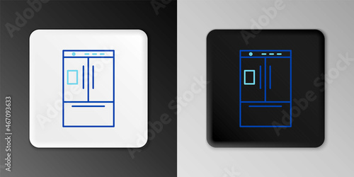 Line Refrigerator icon isolated on grey background. Fridge freezer refrigerator. Household tech and appliances. Colorful outline concept. Vector