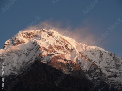 Nepal - Annapurna Track Himalayas - Sunrise on the snow