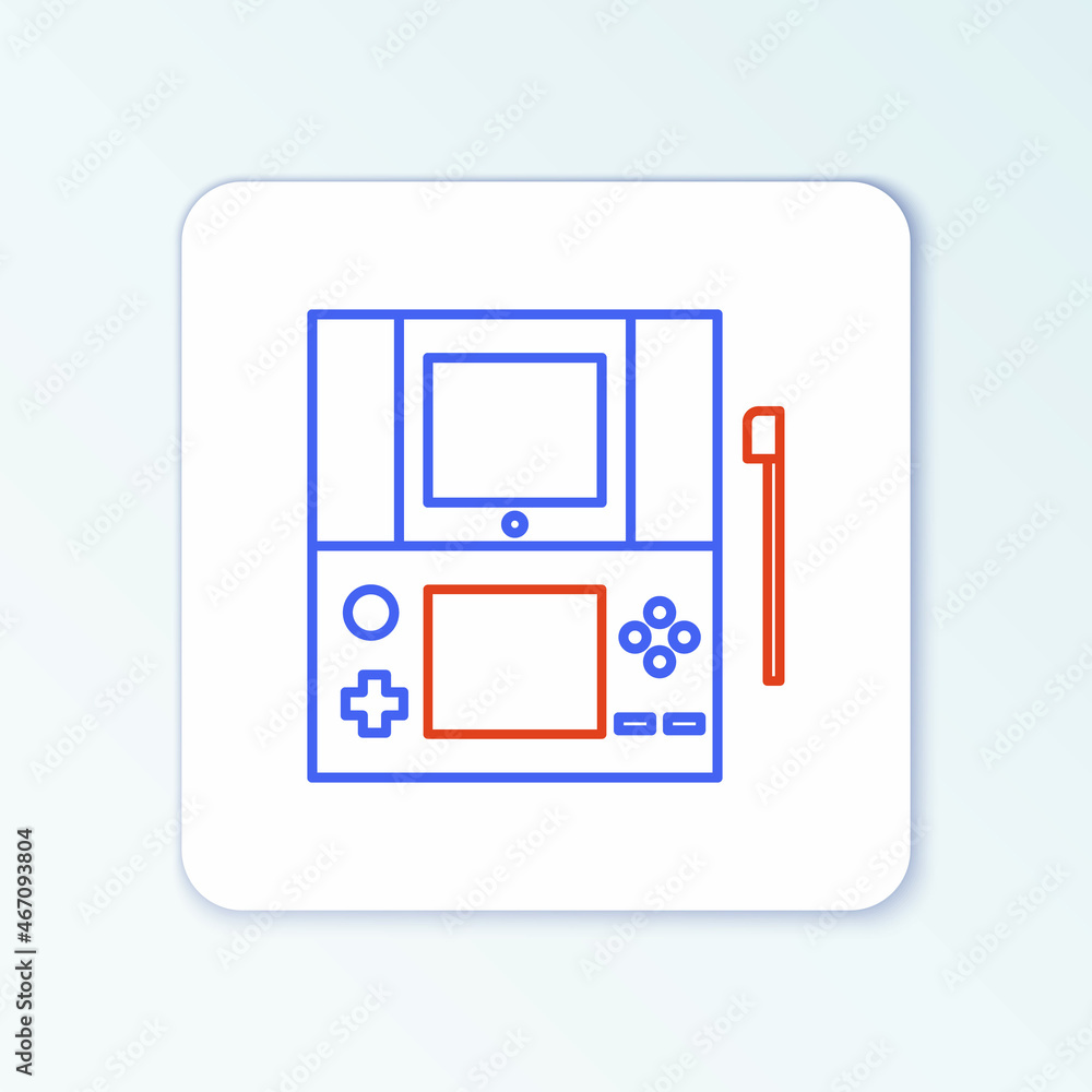 Line Portable video game console icon isolated on white background. Gamepad sign. Gaming concept. Colorful outline concept. Vector Line Portable video game console icon isolated on white background. Gamepad sign. Gaming concept. Colorful outline concept. Vector