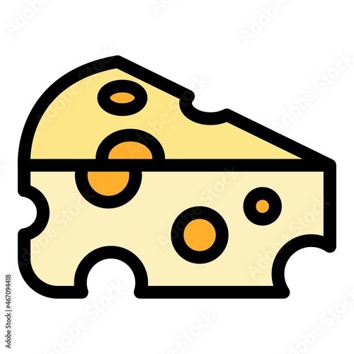 Cheese wedge icon. Outline cheese wedge vector icon color flat isolated