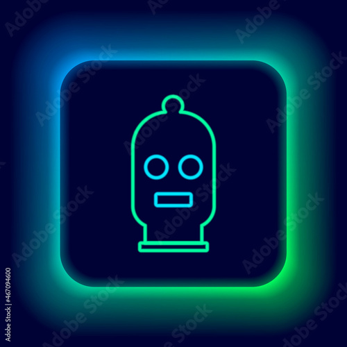 Glowing neon line Balaclava icon isolated on black background. A piece of clothing for winter sports or a mask for a criminal or a thief. Colorful outline concept. Vector