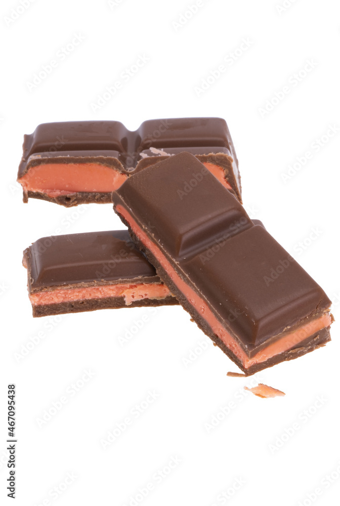 chocolate with strawberry filling isolated chocolate with strawberry filling isolated