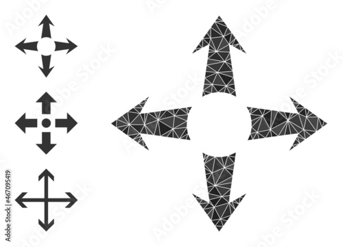 Low-poly expand arrows icon, and other icons. Polygonal expand arrows vector is constructed from randomized triangles. Flat geometric polygonal illustration is created from expand arrows pictogram.
