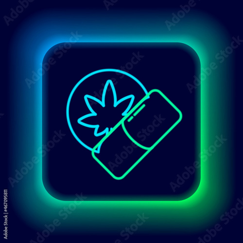 Glowing neon line Herbal ecstasy tablets icon isolated on black background. Colorful outline concept. Vector