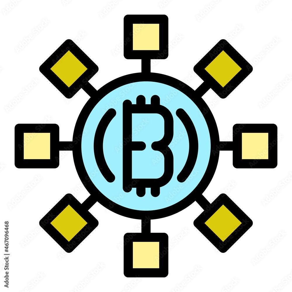 Bitcoin interest icon. Outline bitcoin interest vector icon color flat isolated Bitcoin interest icon. Outline bitcoin interest vector icon color flat isolated