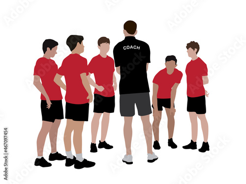 Silhouettes of group coaching sport