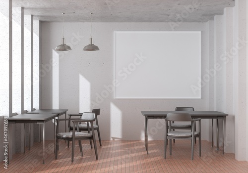 3D illustration Mockup photo frame in lounge rendering
