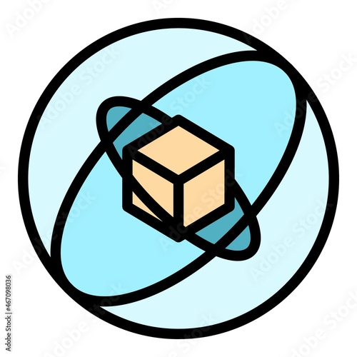 Cube gyroscope icon. Outline cube gyroscope vector icon color flat isolated