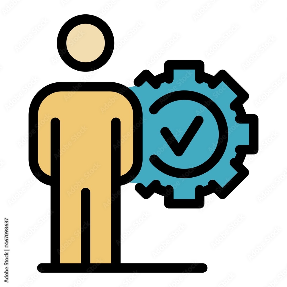Man mark done icon. Outline man mark done vector icon color flat isolated Man mark done icon. Outline man mark done vector icon color flat isolated
