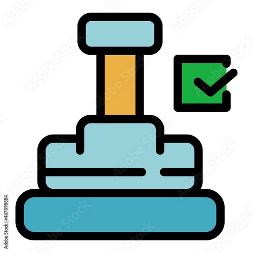 Done stamp con. Outline done stamp vector icon color flat isolated