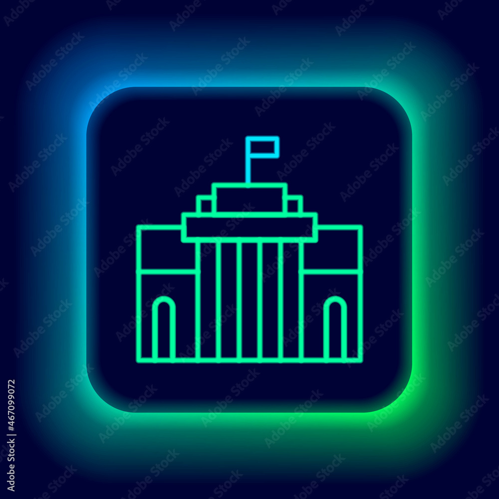 Glowing neon line Prado museum icon isolated on black background. Madrid, Spain. Colorful outline concept. Vector Glowing neon line Prado museum icon isolated on black background. Madrid, Spain. Colorful outline concept. Vector
