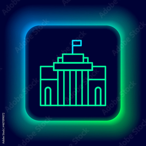 Glowing neon line Prado museum icon isolated on black background. Madrid, Spain. Colorful outline concept. Vector