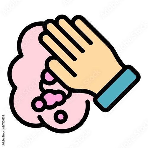 Washcloth hand icon. Outline washcloth hand vector icon color flat isolated