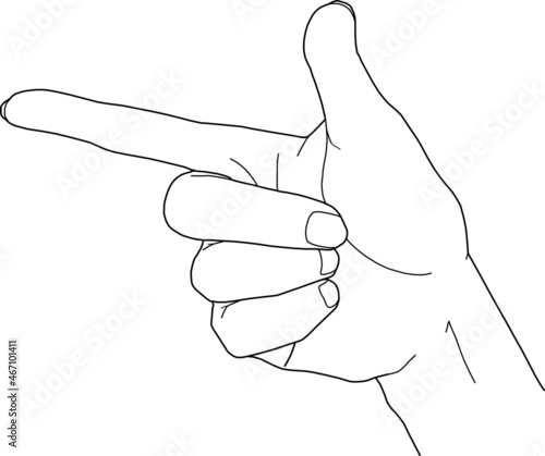 指を差す、ピストルの格好の手