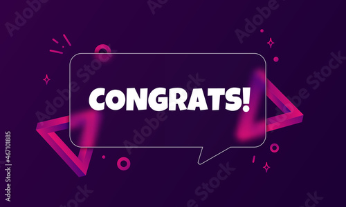 Congrats. Speech bubble banner with Congrats text. Glassmorphism style. For business, marketing and advertising. Vector on isolated background. EPS 10