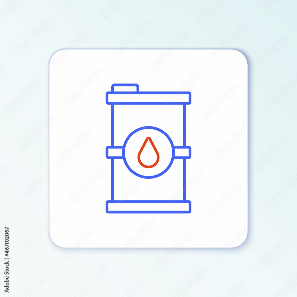 Line Bio fuel barrel icon isolated on white background. Eco bio and canister. Green environment and recycle. Colorful outline concept. Vector Line Bio fuel barrel icon isolated on white background. Eco bio and canister. Green environment and recycle. Colorful outline concept. Vector