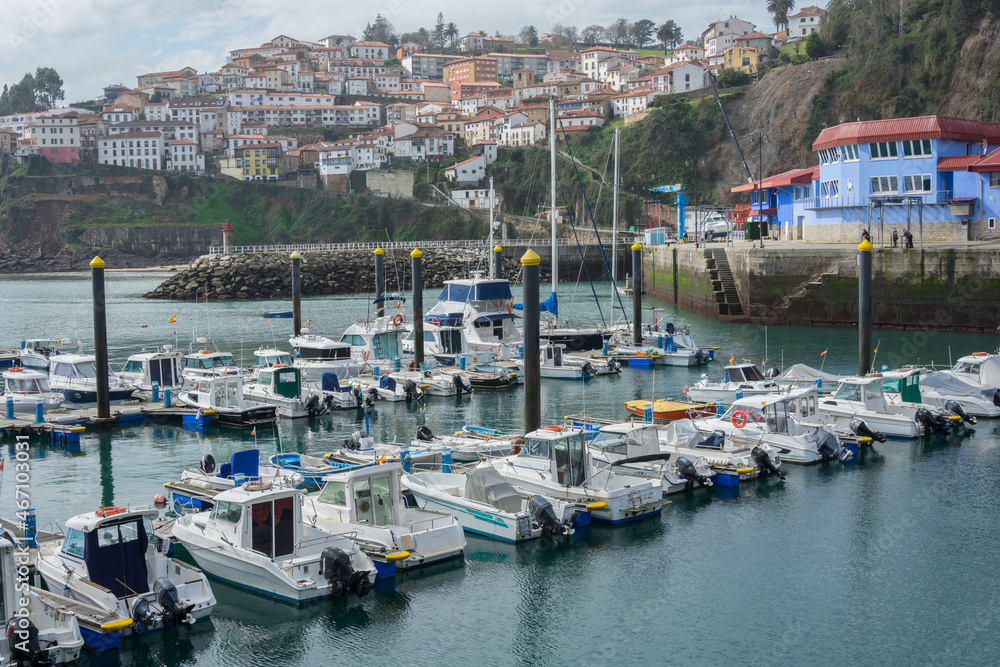 boats in the harbor of Lastres, Asturias 