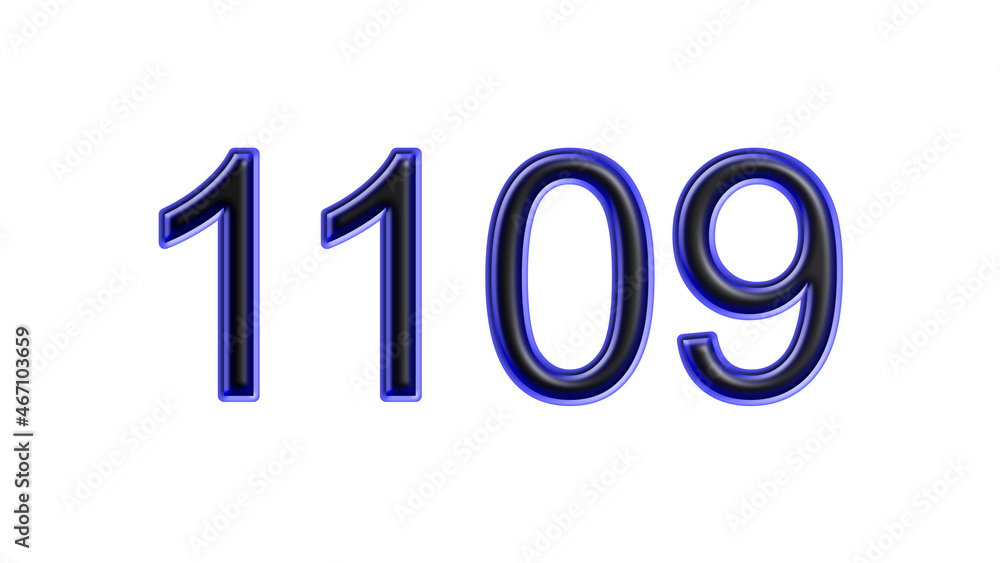 blue 1109 number 3d effect white background blue 1109 number 3d effect white background
