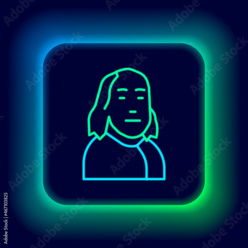 Glowing neon line Benjamin Franklin icon isolated on black background. Colorful outline concept. Vector