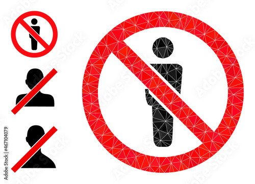 lowpoly forbidden man figure icon, and similar icons. Polygonal forbidden man figure vector is combined from scattered triangles.