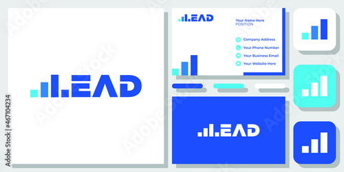 Lead Career Growth Graph Success Leader Education Up Arrow Logo Design with Business Card Template