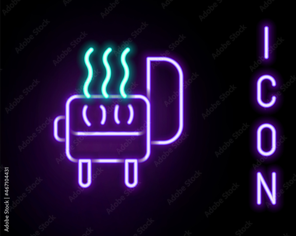 Glowing neon line Barbecue grill icon isolated on black background. BBQ grill party. Colorful outline concept. Vector Glowing neon line Barbecue grill icon isolated on black background. BBQ grill party. Colorful outline concept. Vector