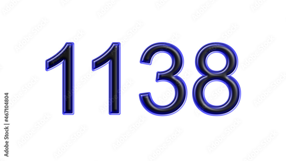 blue 1138 number 3d effect white background blue 1138 number 3d effect white background