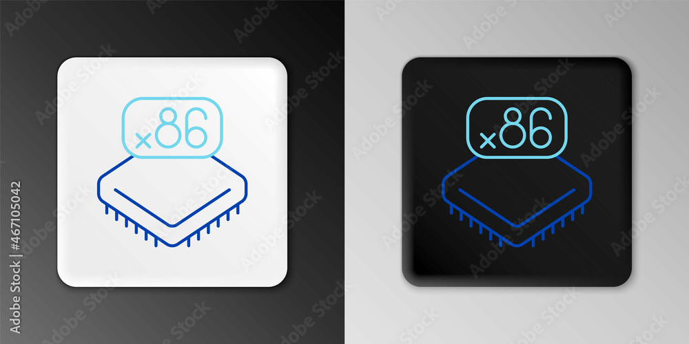 Line Computer processor with microcircuits CPU icon isolated on grey background. Chip or cpu with circuit board. Micro processor. Colorful outline concept. Vector Line Computer processor with microcircuits CPU icon isolated on grey background. Chip or cpu with circuit board. Micro processor. Colorful outline concept. Vector