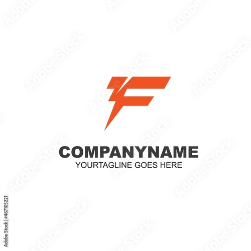 f letter flash thunder icon vector concept design template