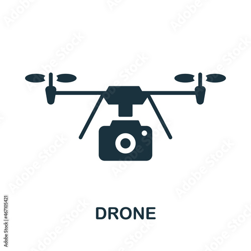 Drone icon. Monochrome sign from technology collection. Creative Drone icon illustration for web design, infographics and more