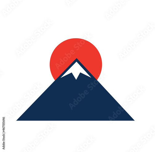 Mount Fuji and sunrise Vector Flat Icon