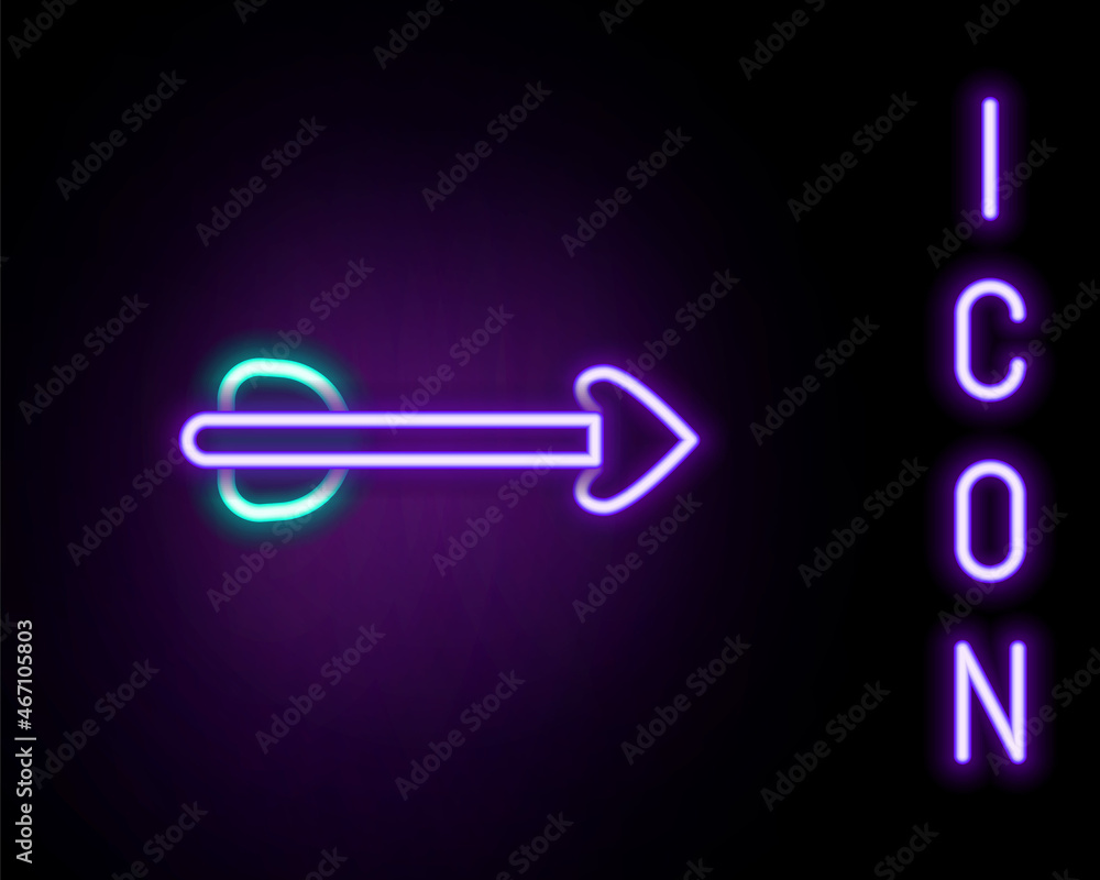 Glowing neon line Arrow icon isolated on black background. Colorful outline concept. Vector Glowing neon line Arrow icon isolated on black background. Colorful outline concept. Vector