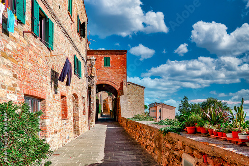 Fototapeta Naklejka Na Ścianę i Meble -  Panorama towards the Tuscan countryside from the town of Campagnatico Tuscany Italy