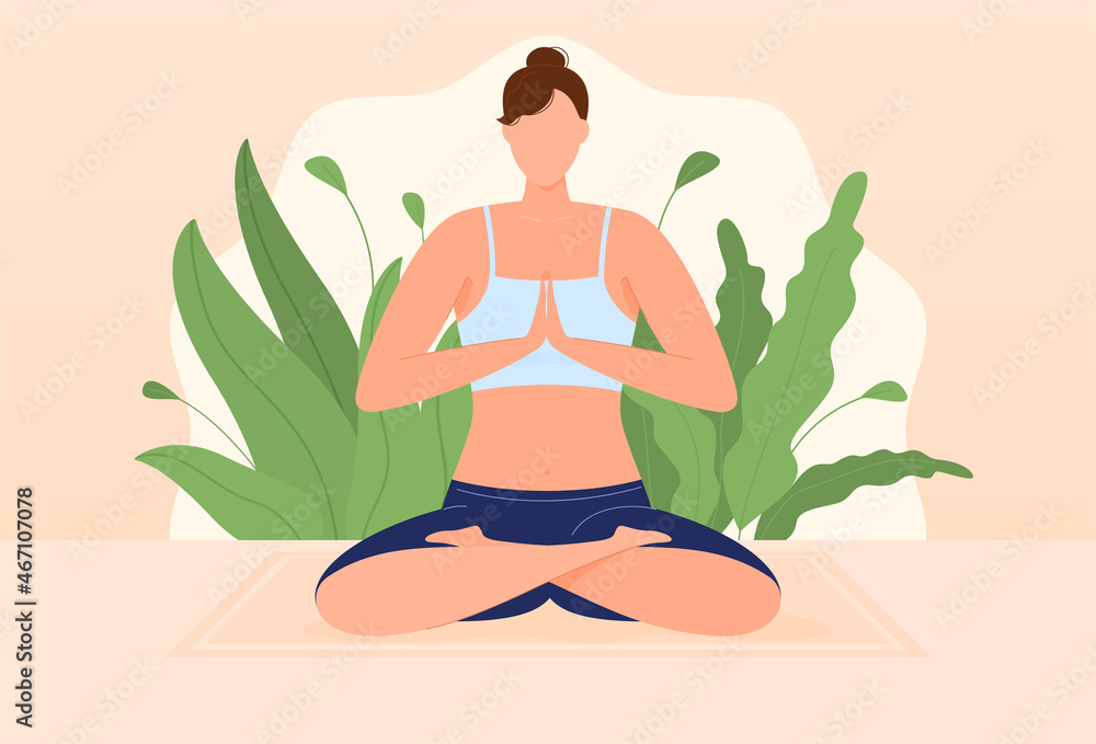 Yoga classes, various poses, pair classes. Relax, workout. Vector illustration