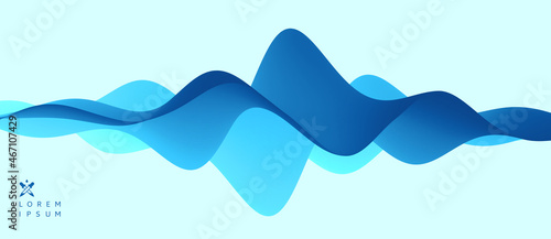 3D abstract wavy background with modern gradient colors. Motion sound wave. Vector illustration for banner, flyer, brochure, booklet, presentation or websites design.