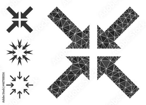 Low-poly pressure arrows icon, and similar icons. Polygonal pressure arrows vector is combined of random triangles. Flat geometric polygonal symbol is designed by pressure arrows icon.