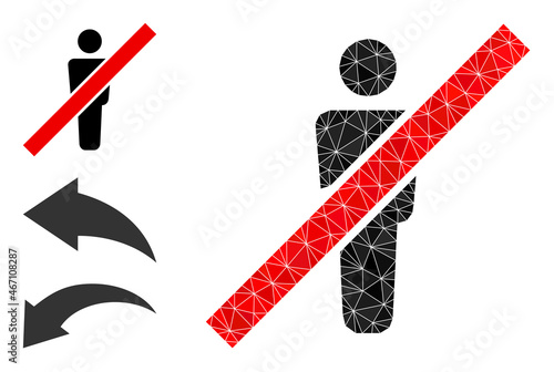 lowpoly remove man icon, and other icons. Polygonal remove man vector is designed from scattered triangles. Flat geometric lowpoly abstraction is created from remove man icon.